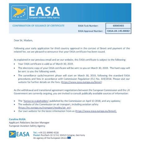 EASA Part 145 third country approval 